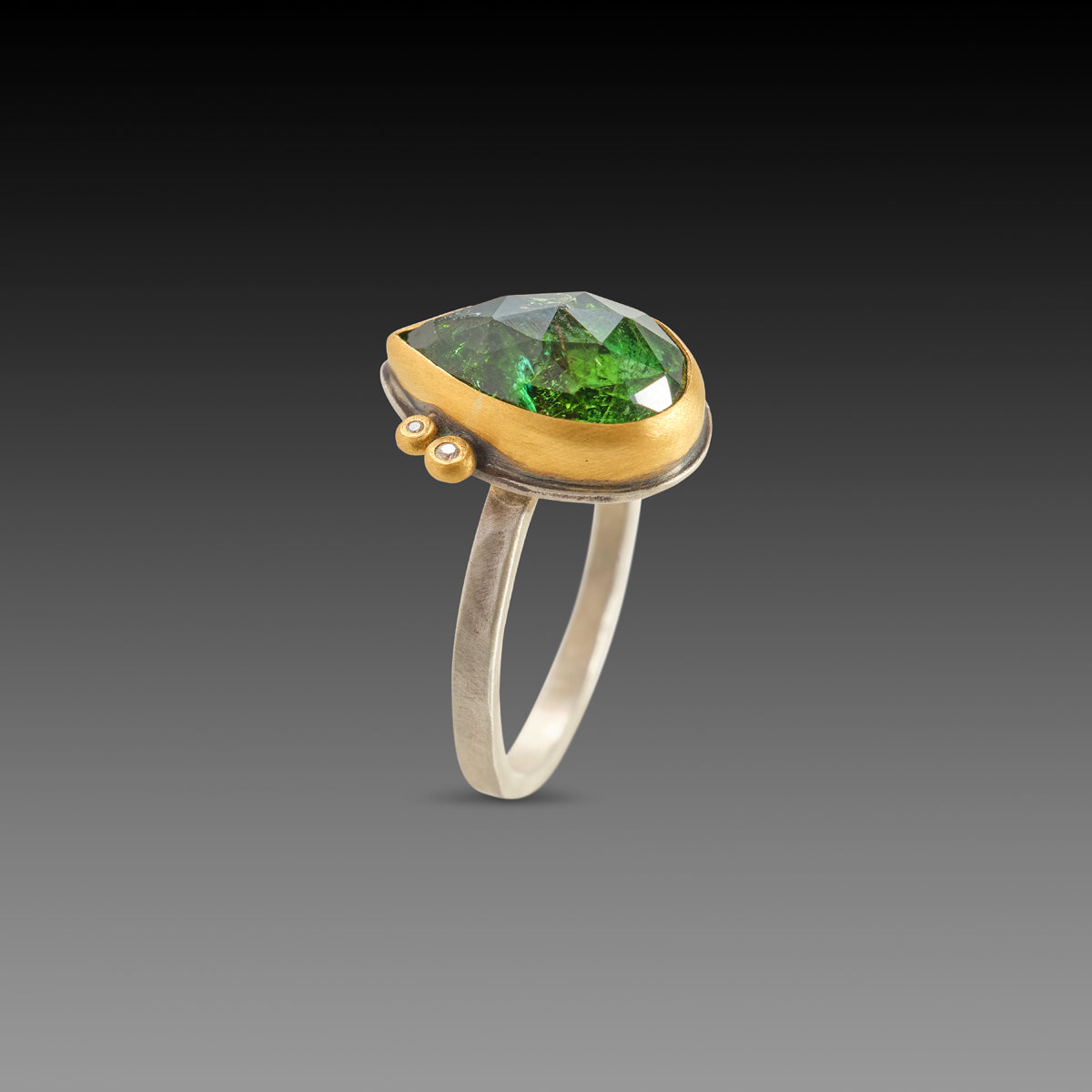 Tourmaline Teardrop Ring with Diamonds