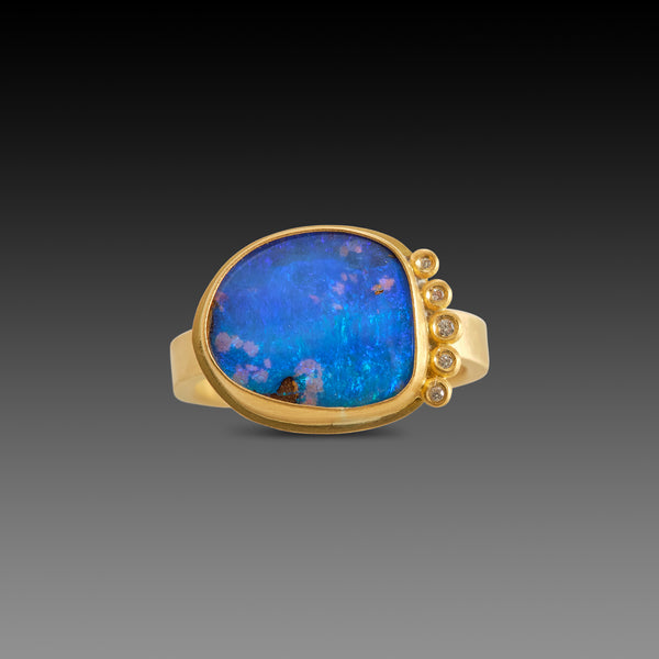 Glowing Boulder Opal Ring