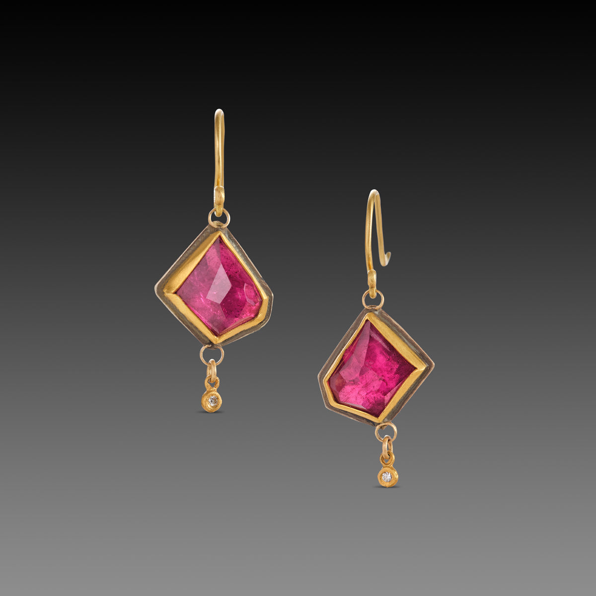 Geometric Pink Tourmaline Earrings