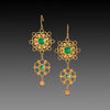Double Mandala Earrings with Emeralds