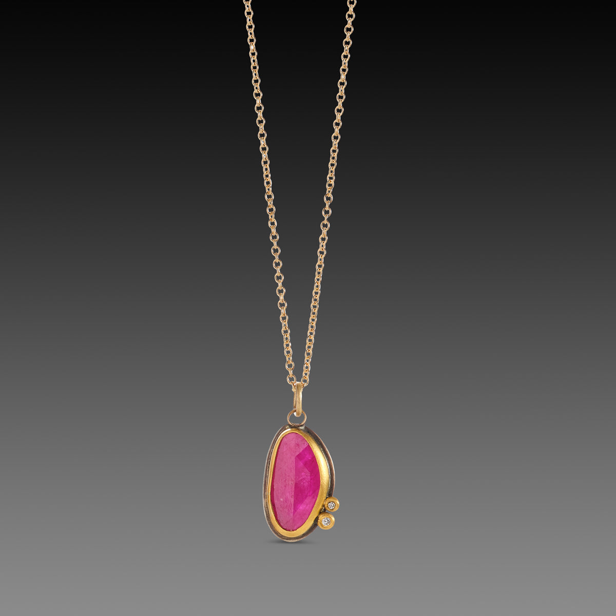 Organic Ruby Necklace with Diamonds