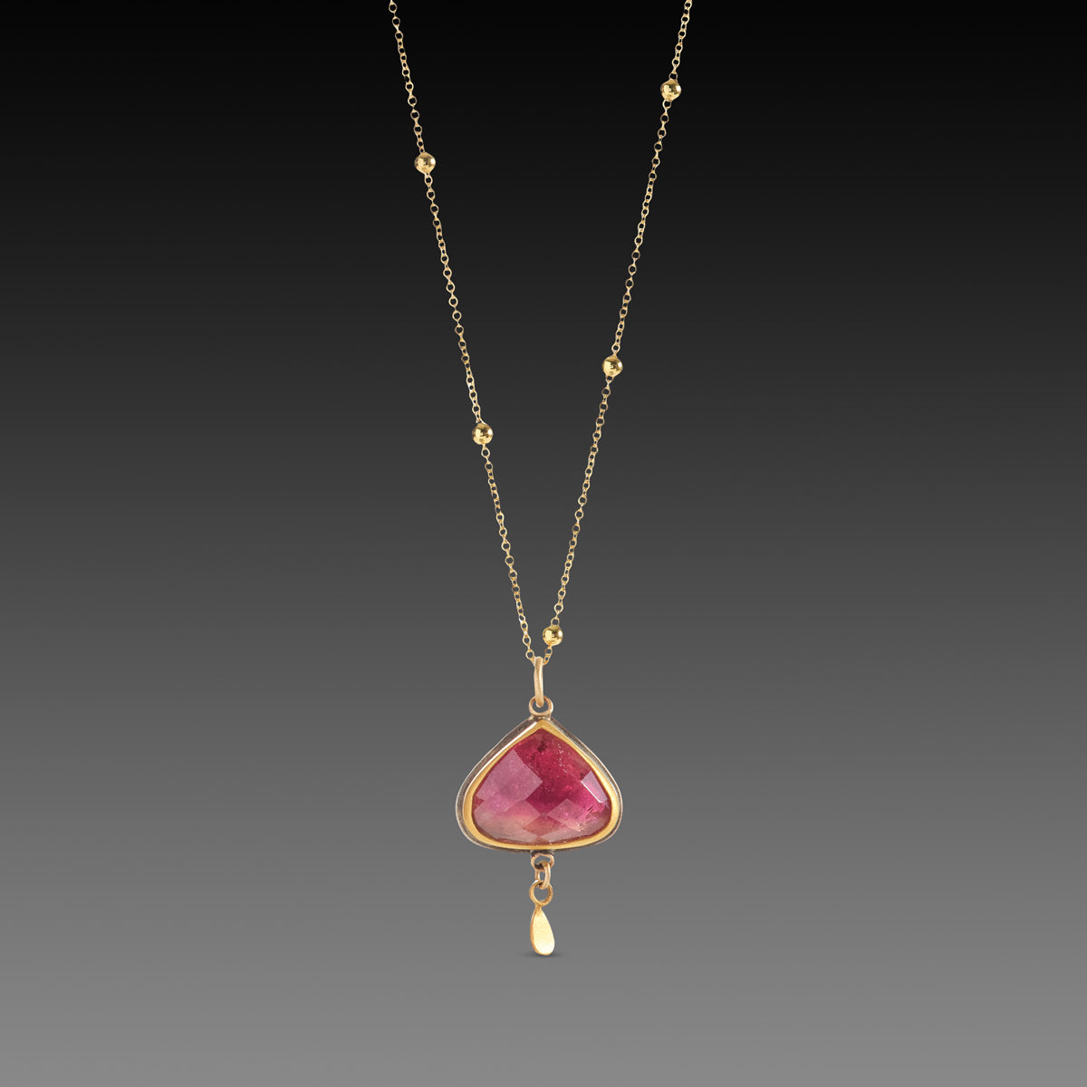 Pink Tourmaline Teardrop Necklace