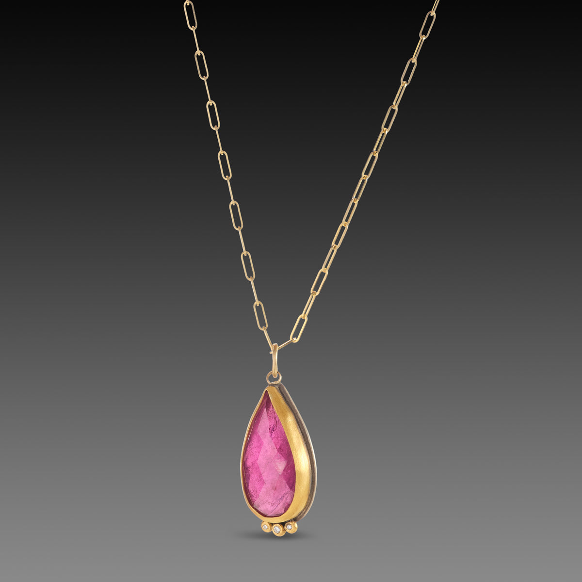 Pink Tourmaline Necklace with Diamonds