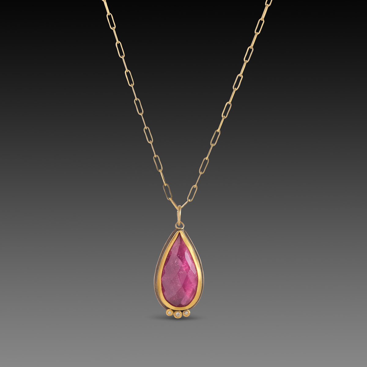 Pink Tourmaline Necklace with Diamonds