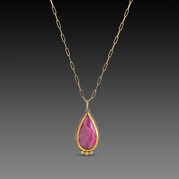 Pink Tourmaline Necklace with Diamonds