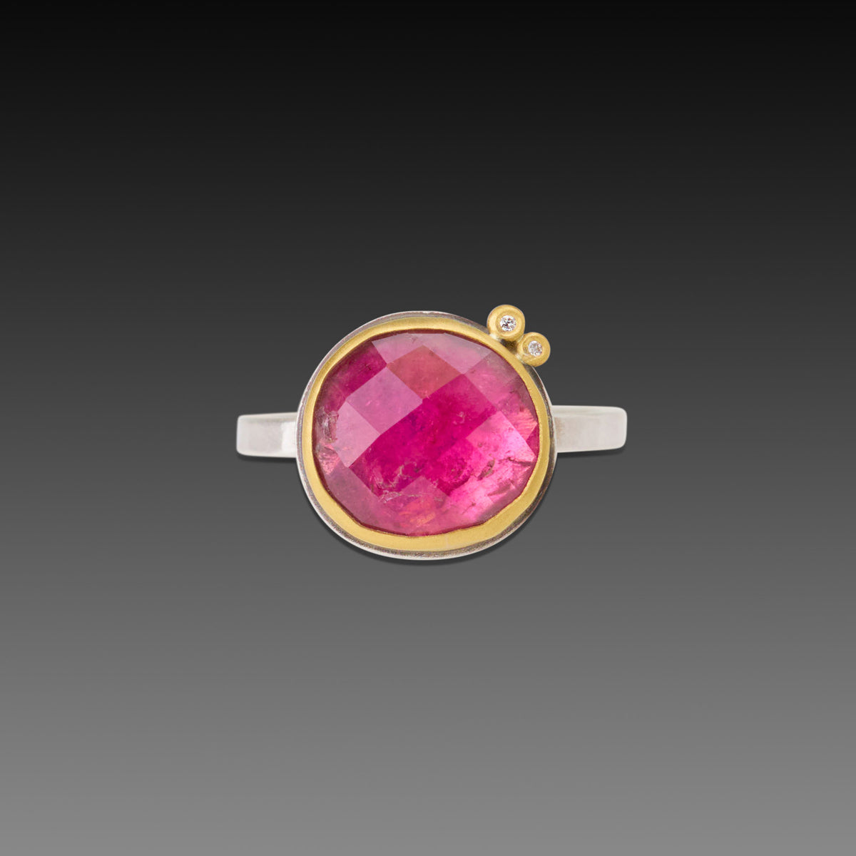 Ombre Pink Tourmaline Ring with Diamonds