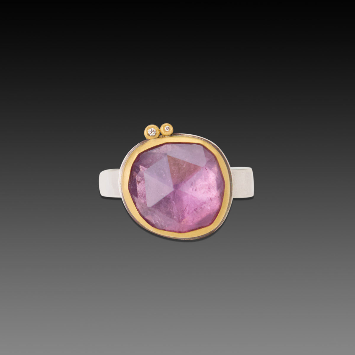 Lavender-Pink Tourmaline Ring with Diamonds