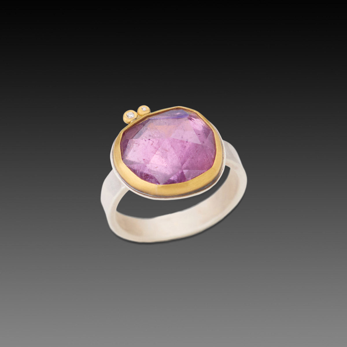 Lavender-Pink Tourmaline Ring with Diamonds