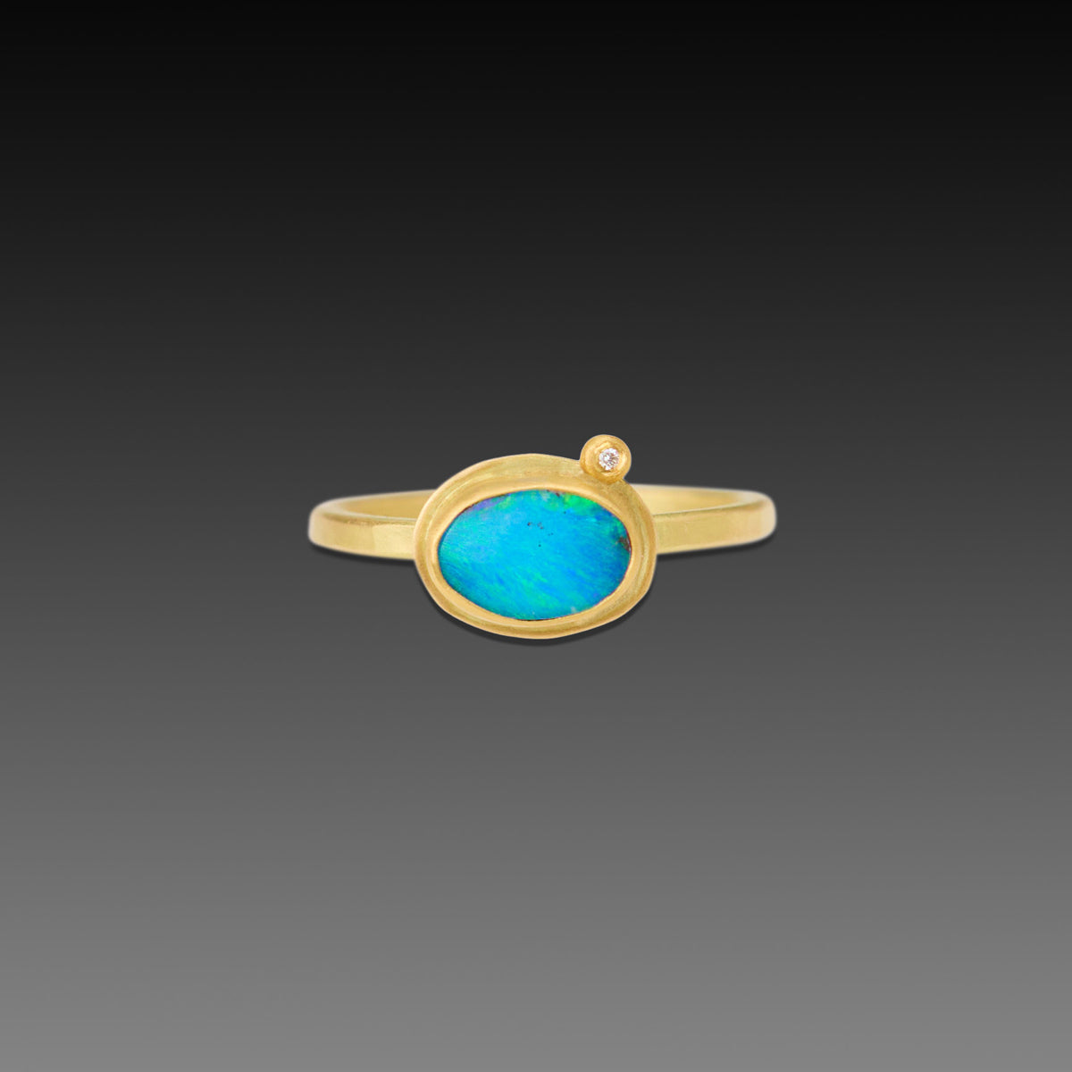 Oval Australian Boulder Opal Ring