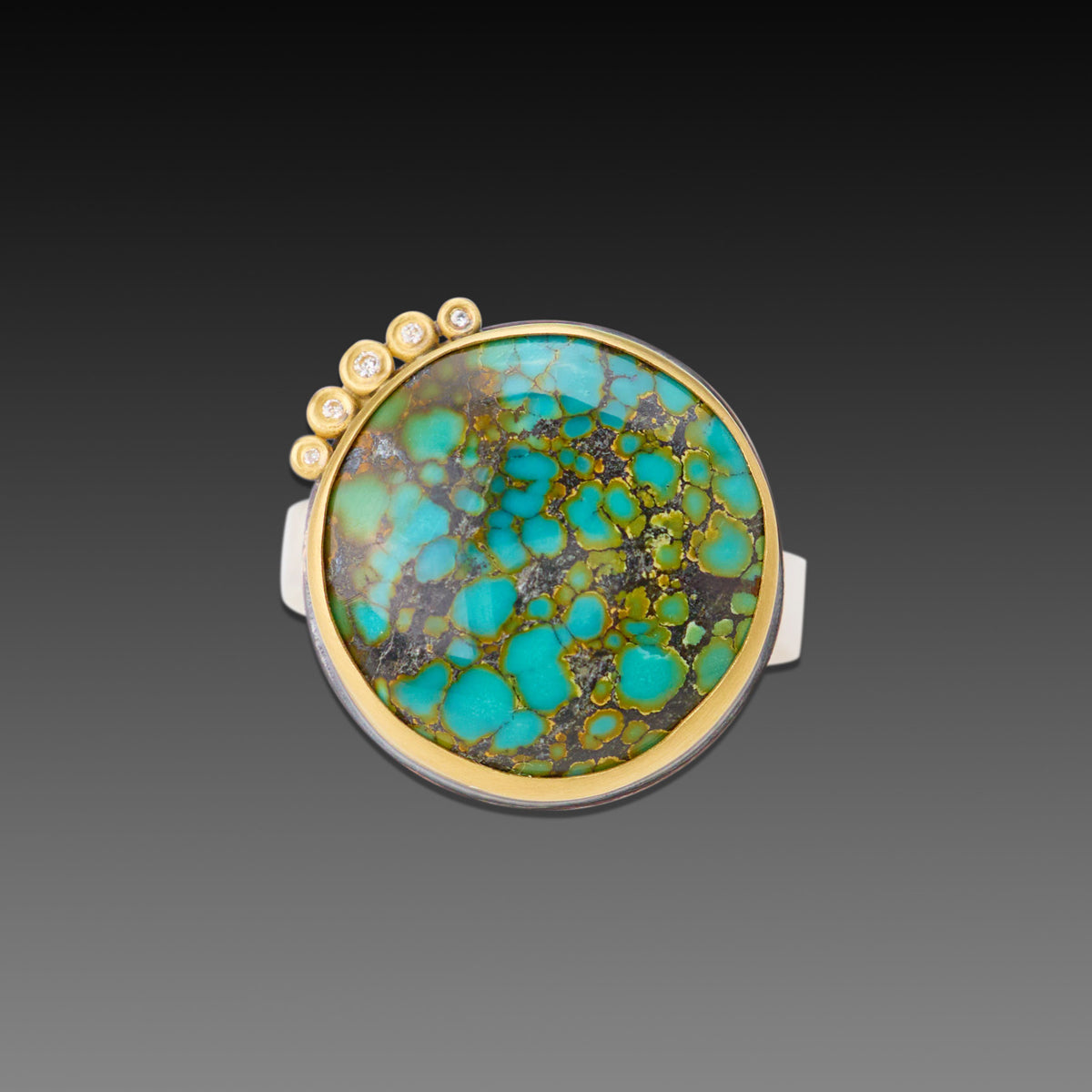 Turquoise Ring with Diamond Swell