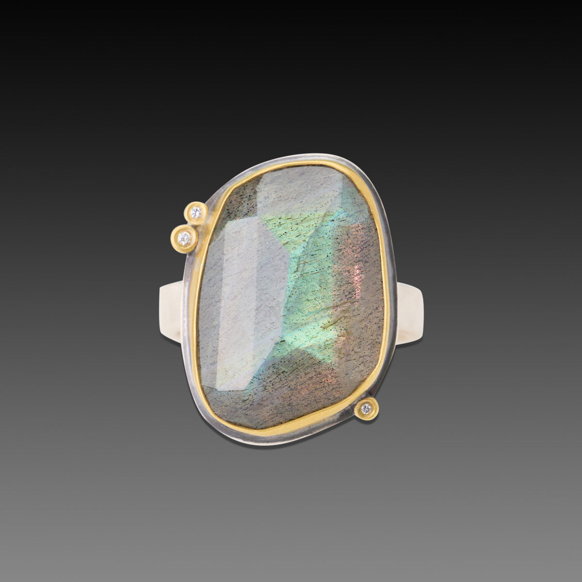 Labradorite Ring with Diamonds