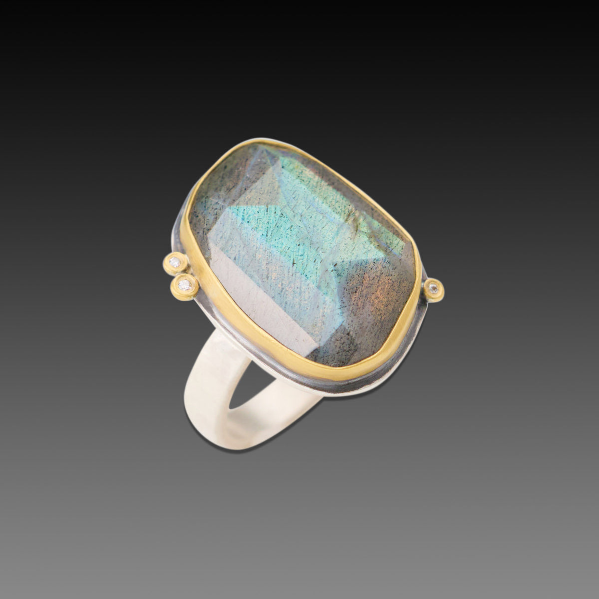 Labradorite Ring with Diamonds