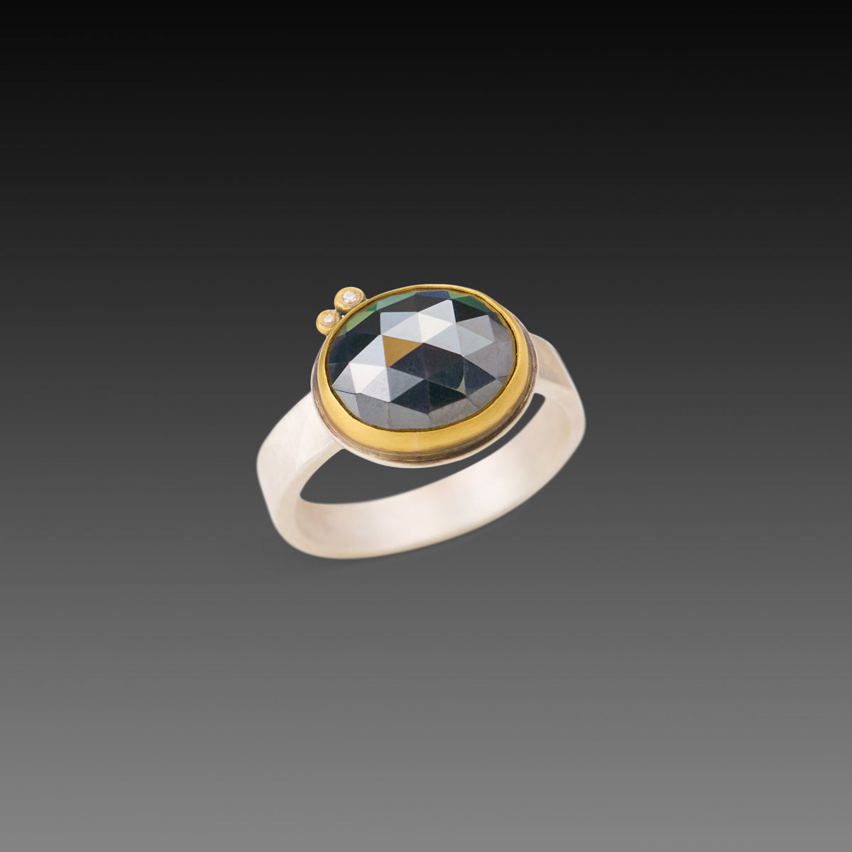 Oval Black Spinel Ring