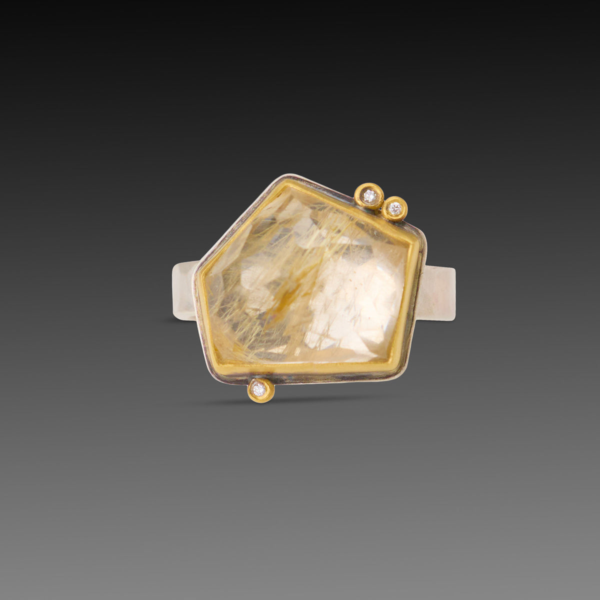 Geometric Rutilated Quartz Ring