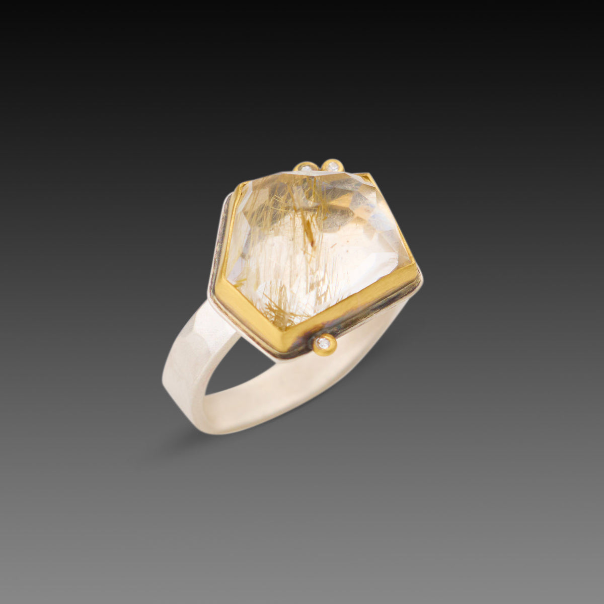 Geometric Rutilated Quartz Ring