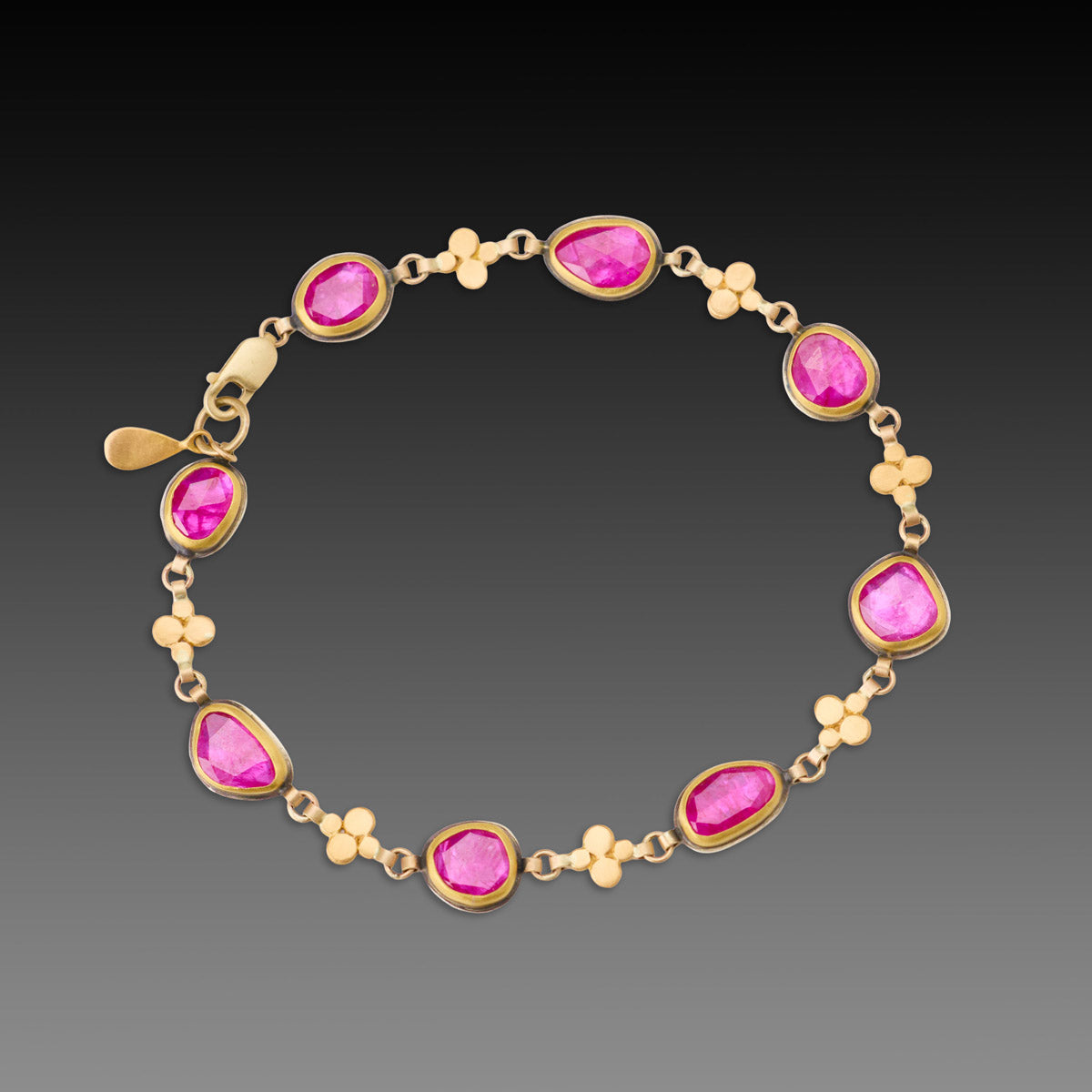 Ruby and Gold Linked Bracelet