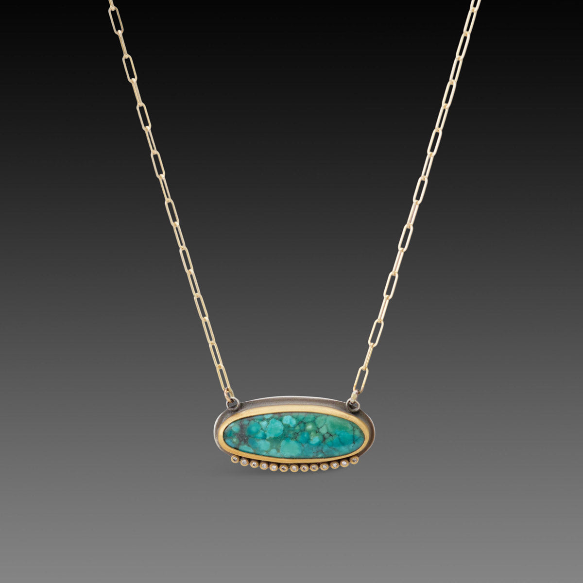 Turquoise Necklace with Diamond Line