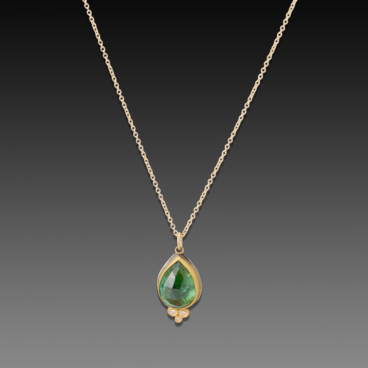 Green Tourmaline Teardrop Necklace