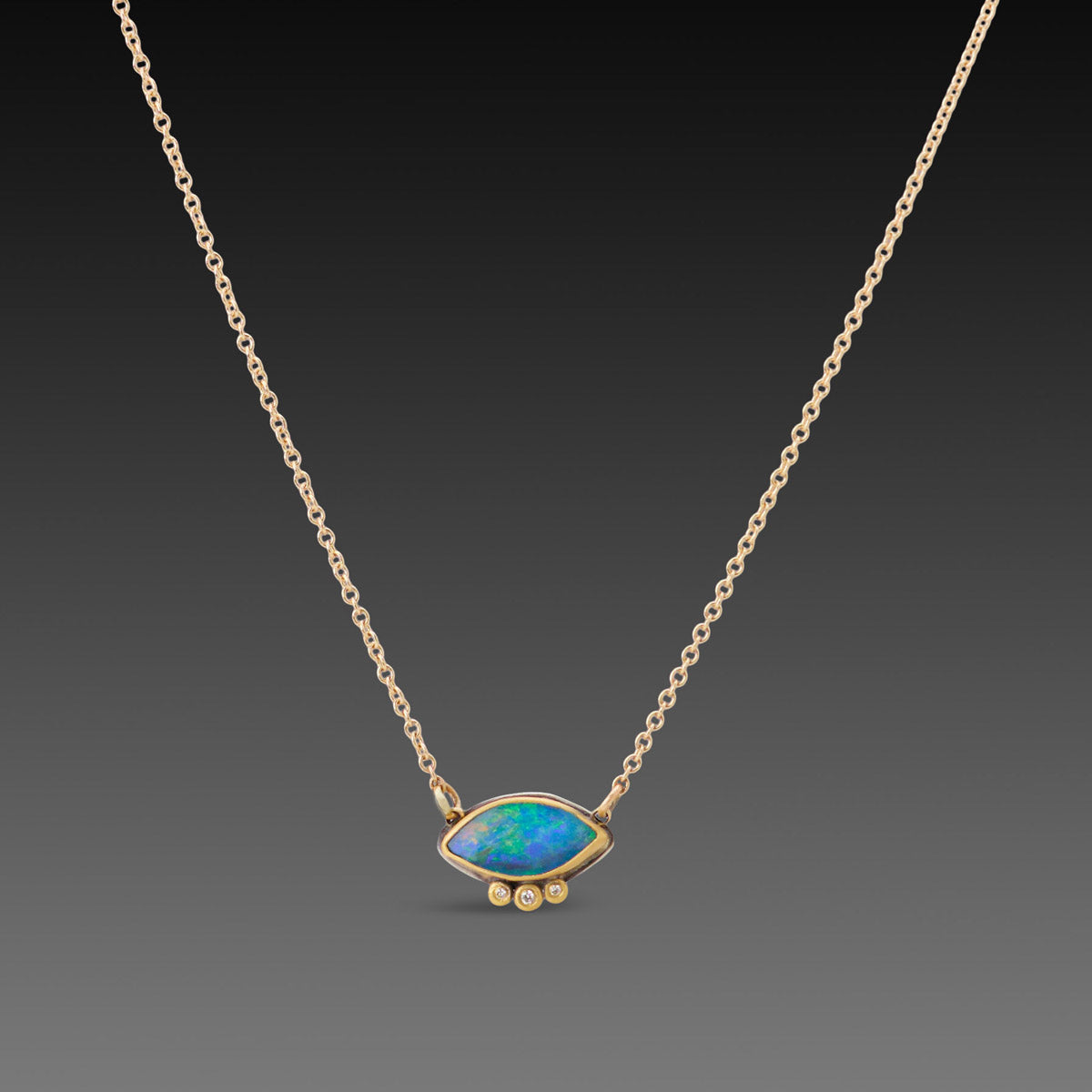 Marquise Australian Opal Necklace with Diamonds