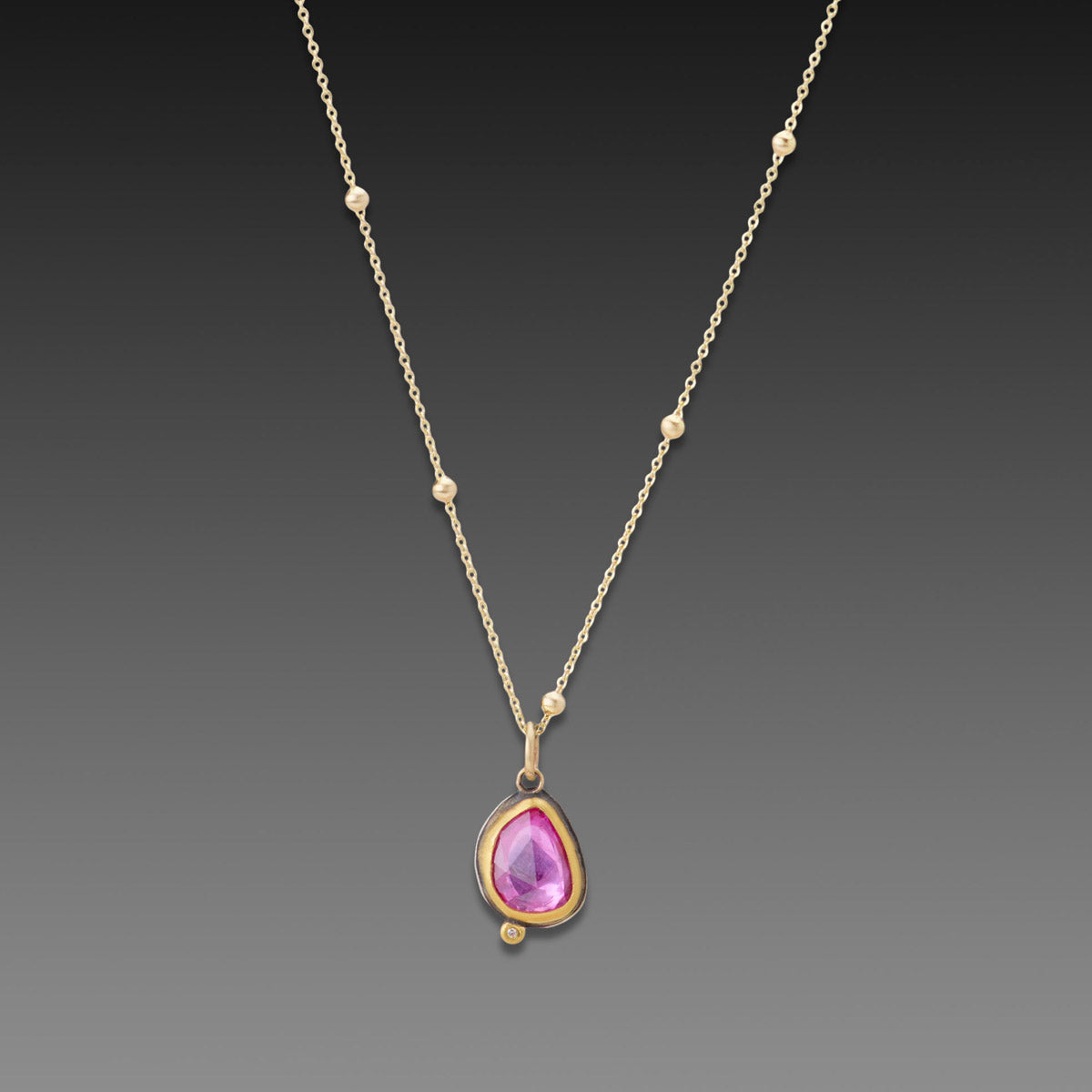 Pink Sapphire Necklace with Diamond