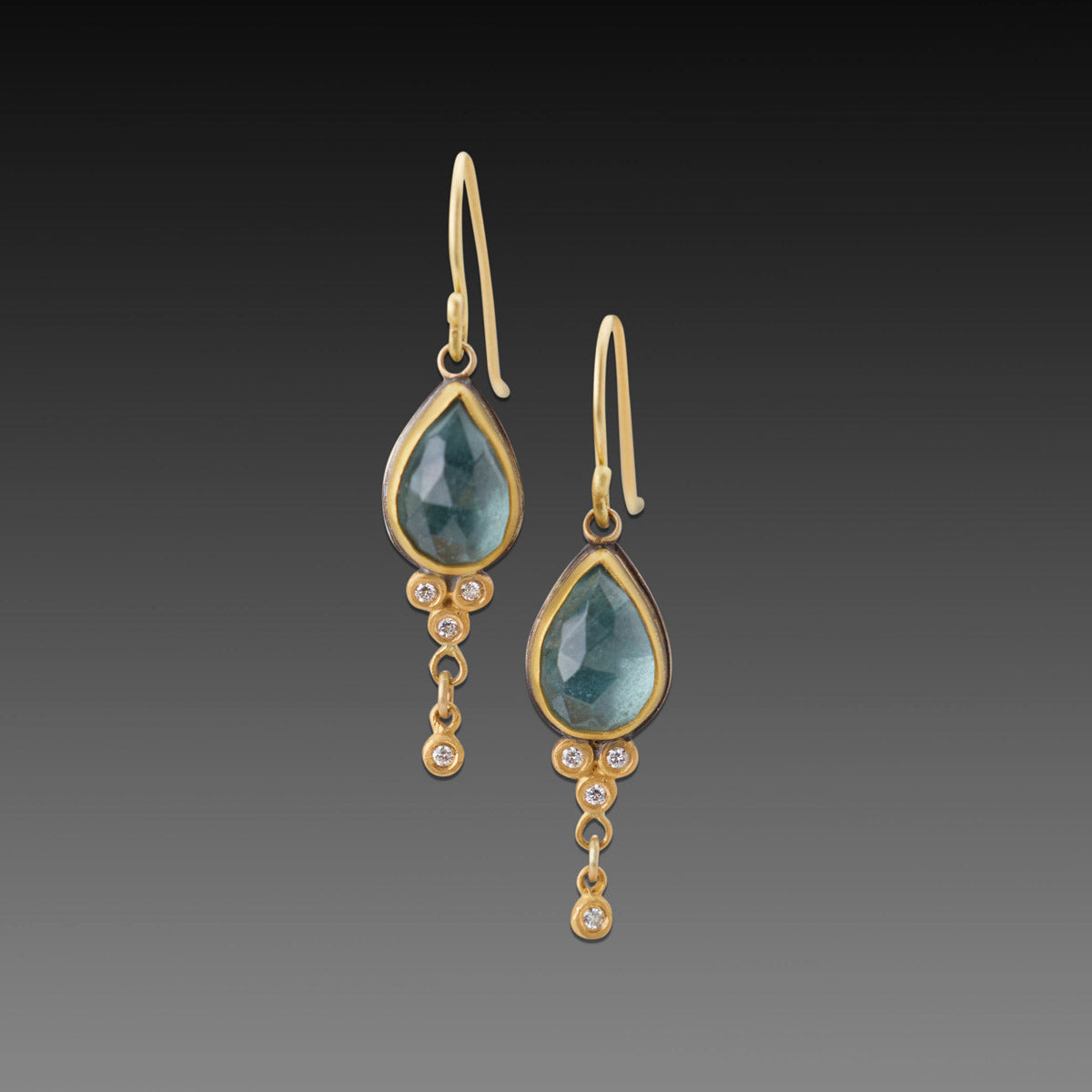 Moss Aquamarine Earrings with Diamonds