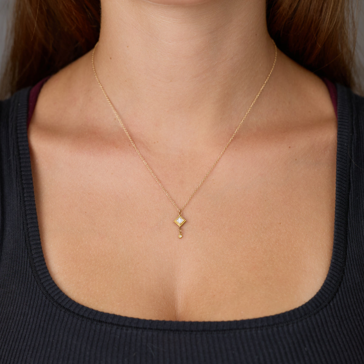 Delicate Square Diamond Necklace