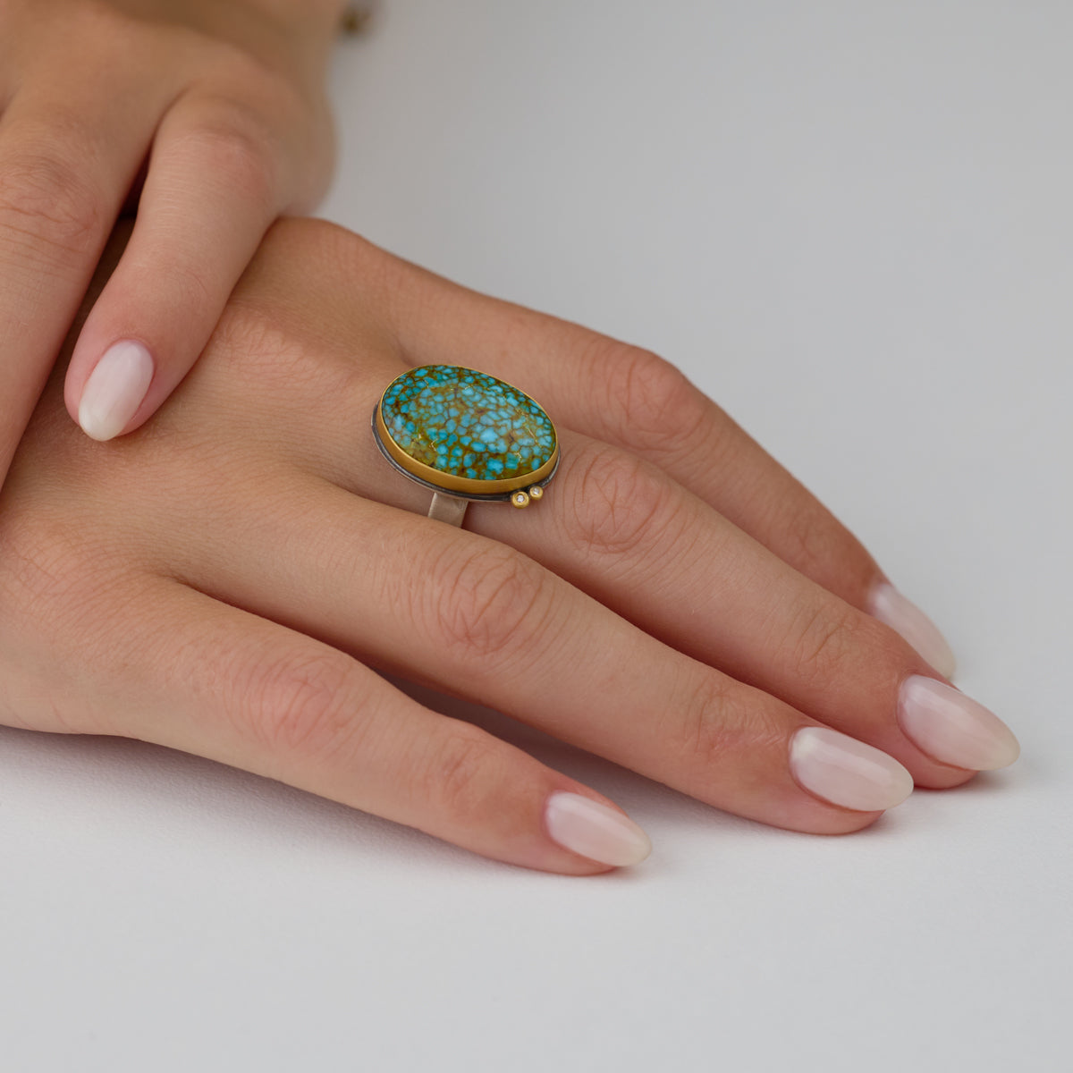 Turquoise Ring with Diamonds