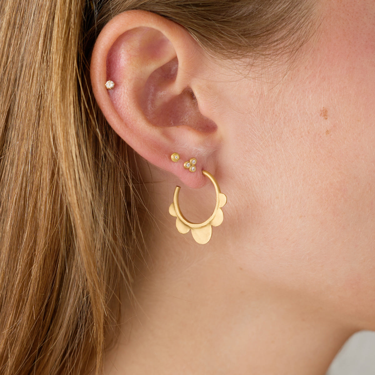 Gold Scallop Hoop Earrings