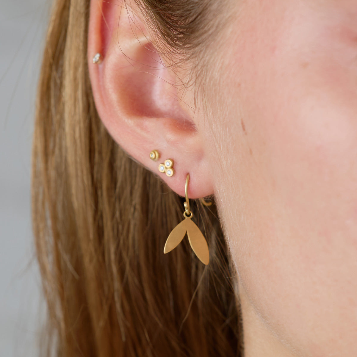 Gold Double Leaf Earrings