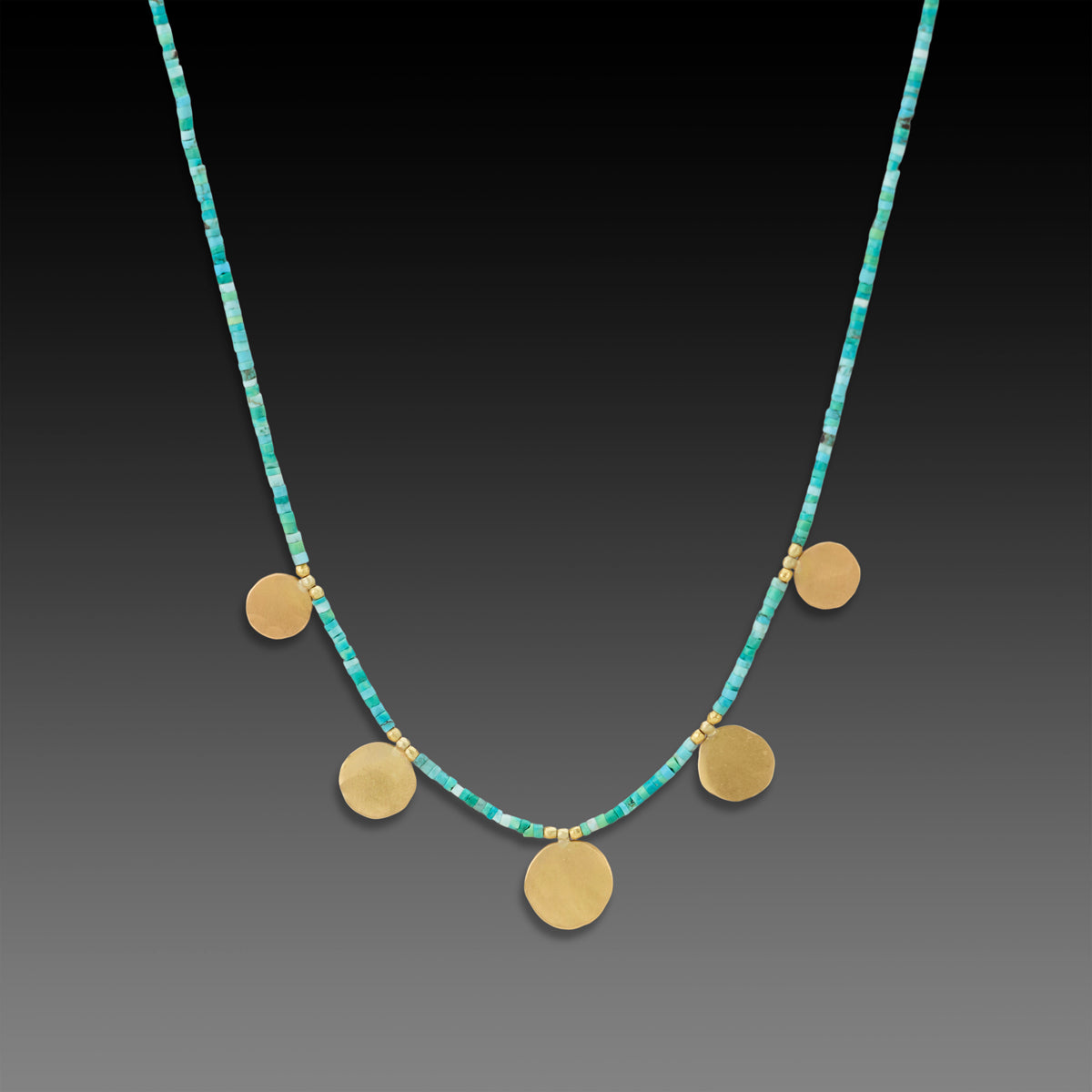 Turquoise Necklace with Large Gold Disks