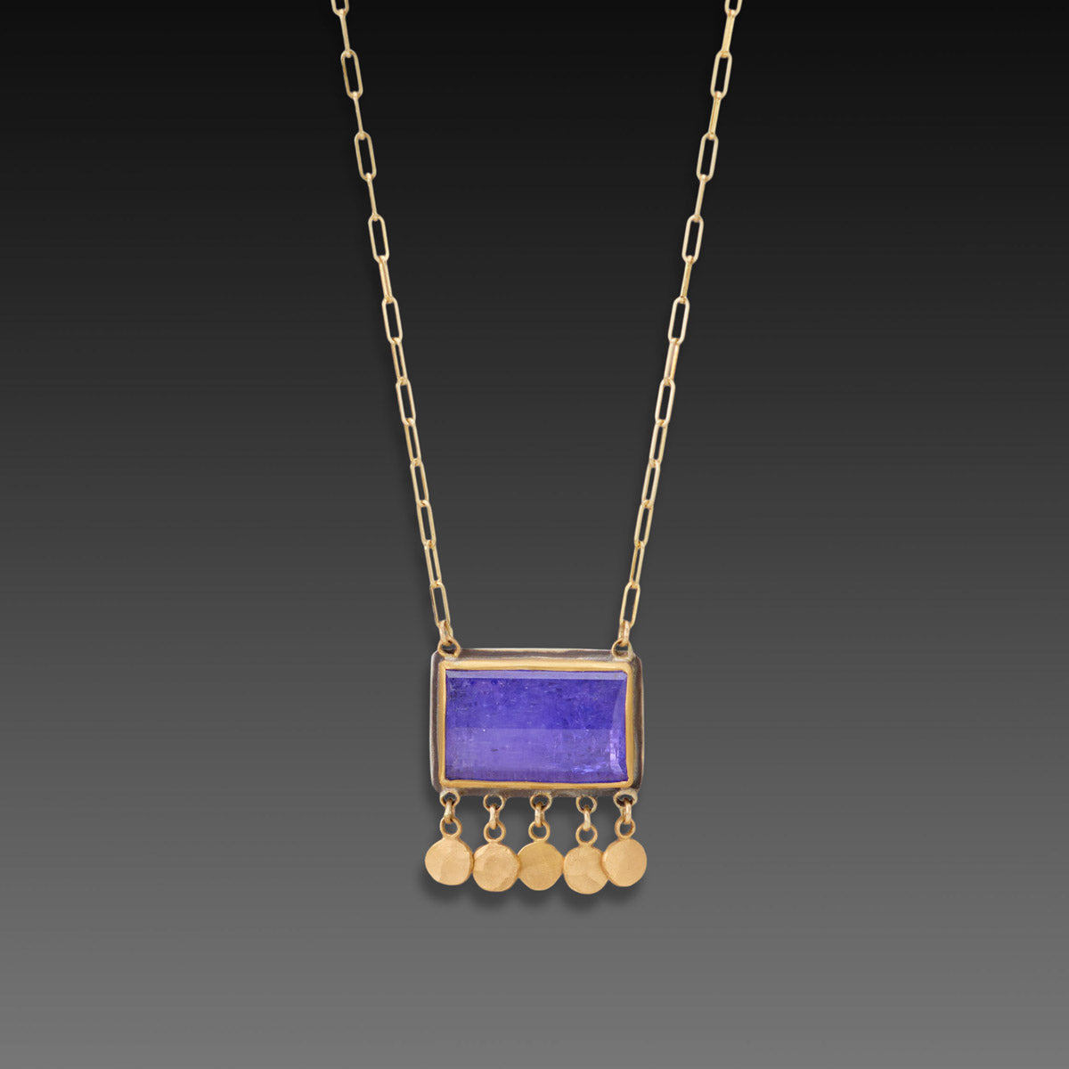 Tanzanite Necklace with 22k Gold Fringe