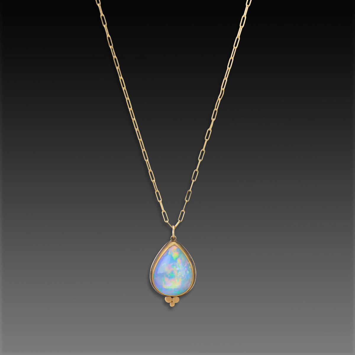 Ethiopian Opal Teardrop Necklace