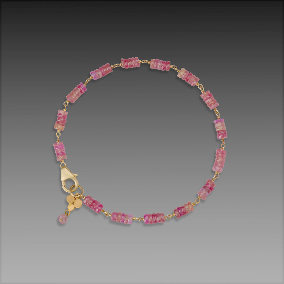 Pink Sapphire and Gold Linked Bracelet