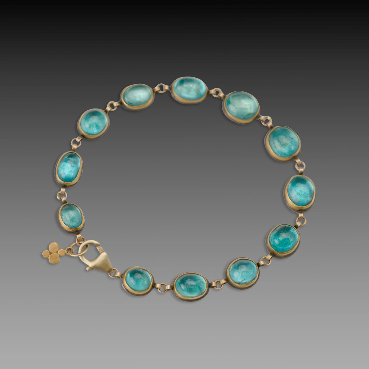 Apatite Linked Bracelet with 22k Disk Charm