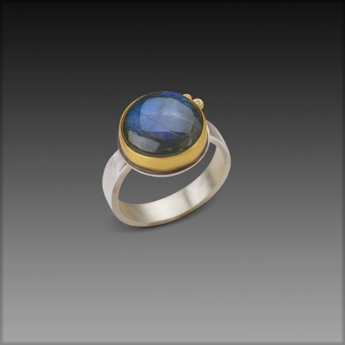 Smooth Round Labradorite Ring