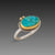 Chrysocolla Druzy Ring with Two Diamonds