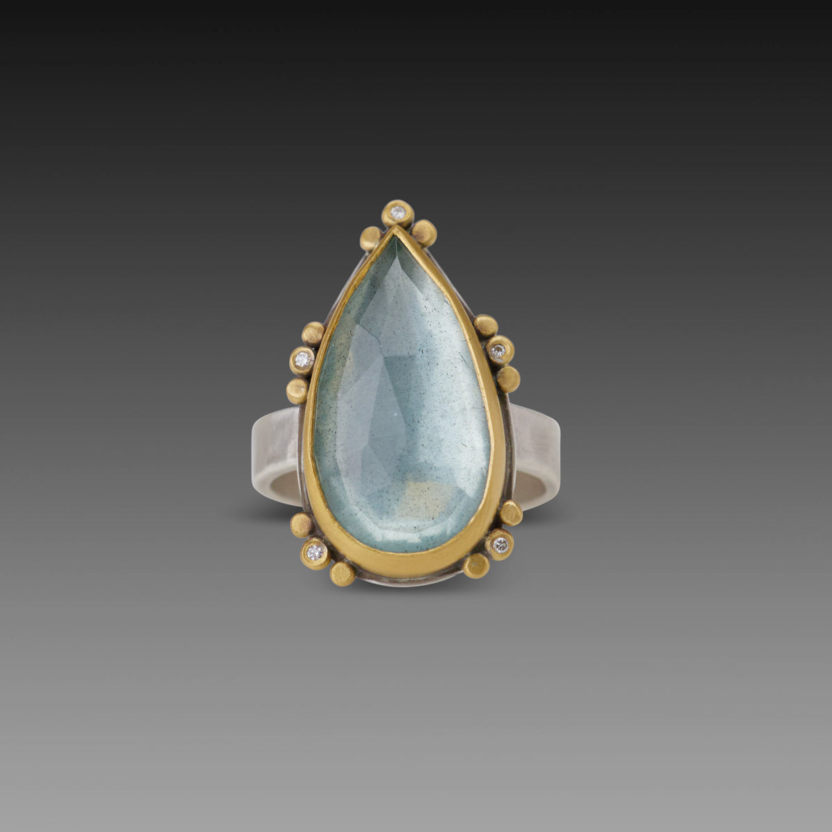 Moss Aquamarine Teardrop Ring