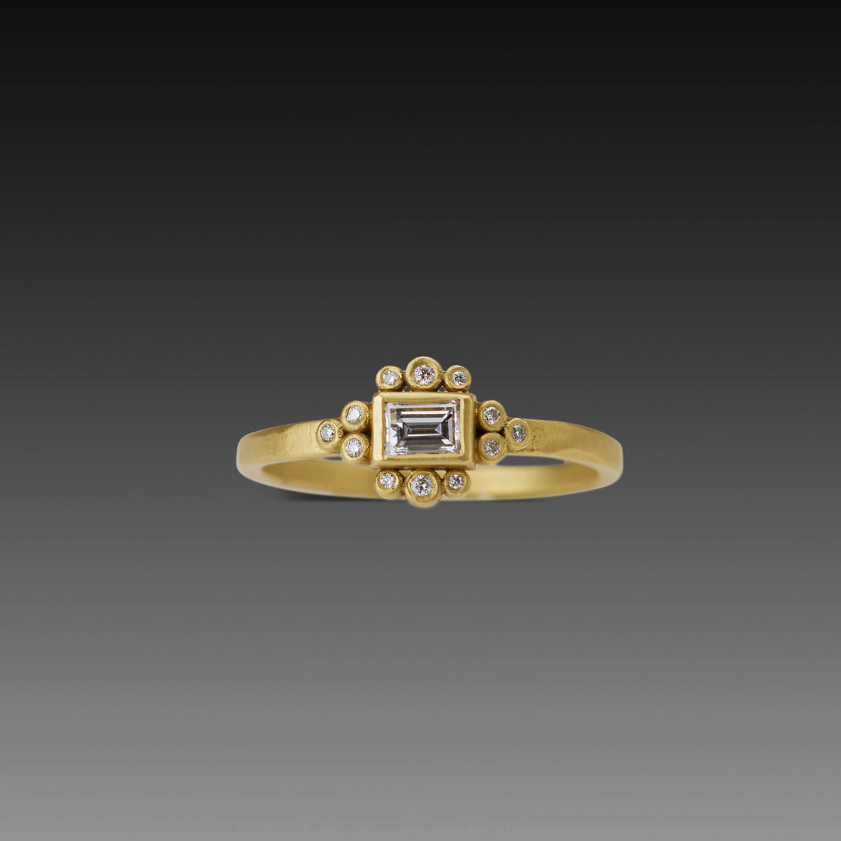 Baguette Diamond Ring with Diamond Trios