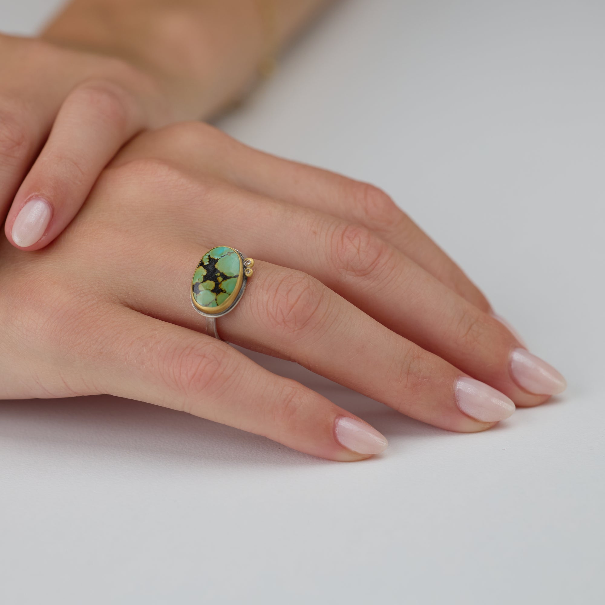 Turquoise Ring with Diamonds