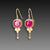 Round Ruby Earrings with Gold Trios