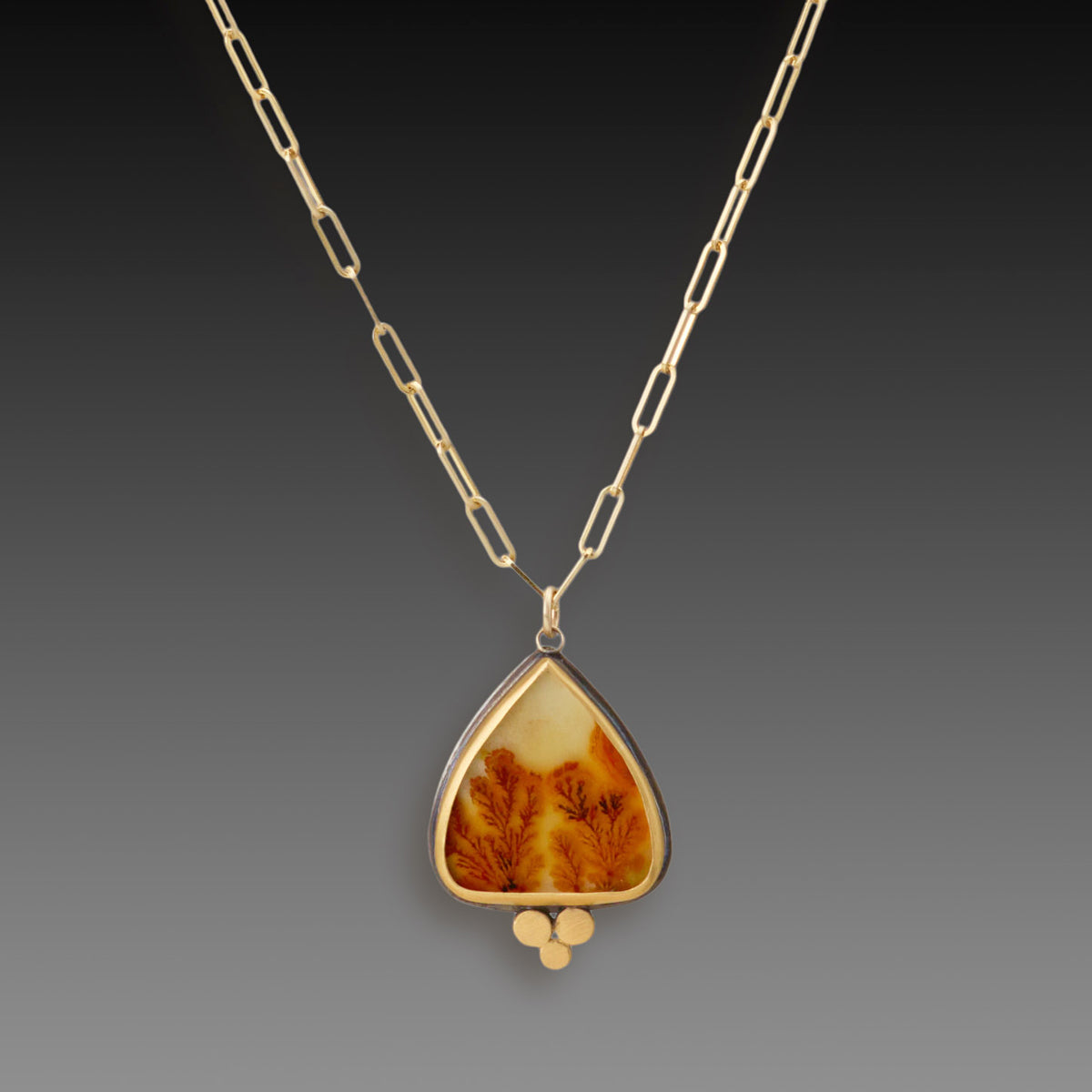 Dendritic Agate Necklace with Gold Trio