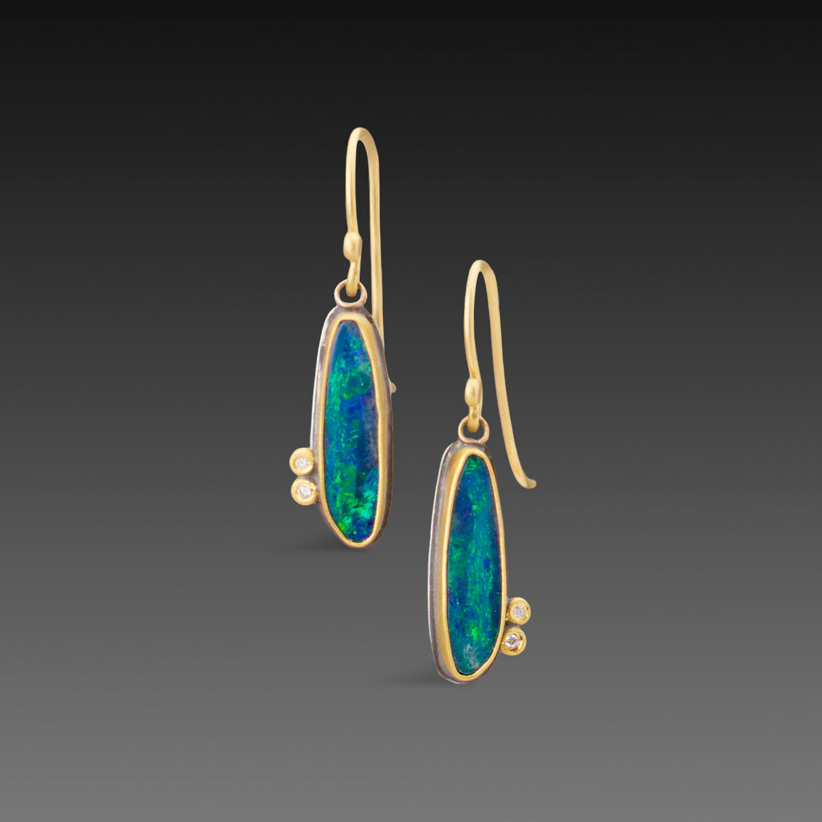 Australian Opal Earrings with Diamonds