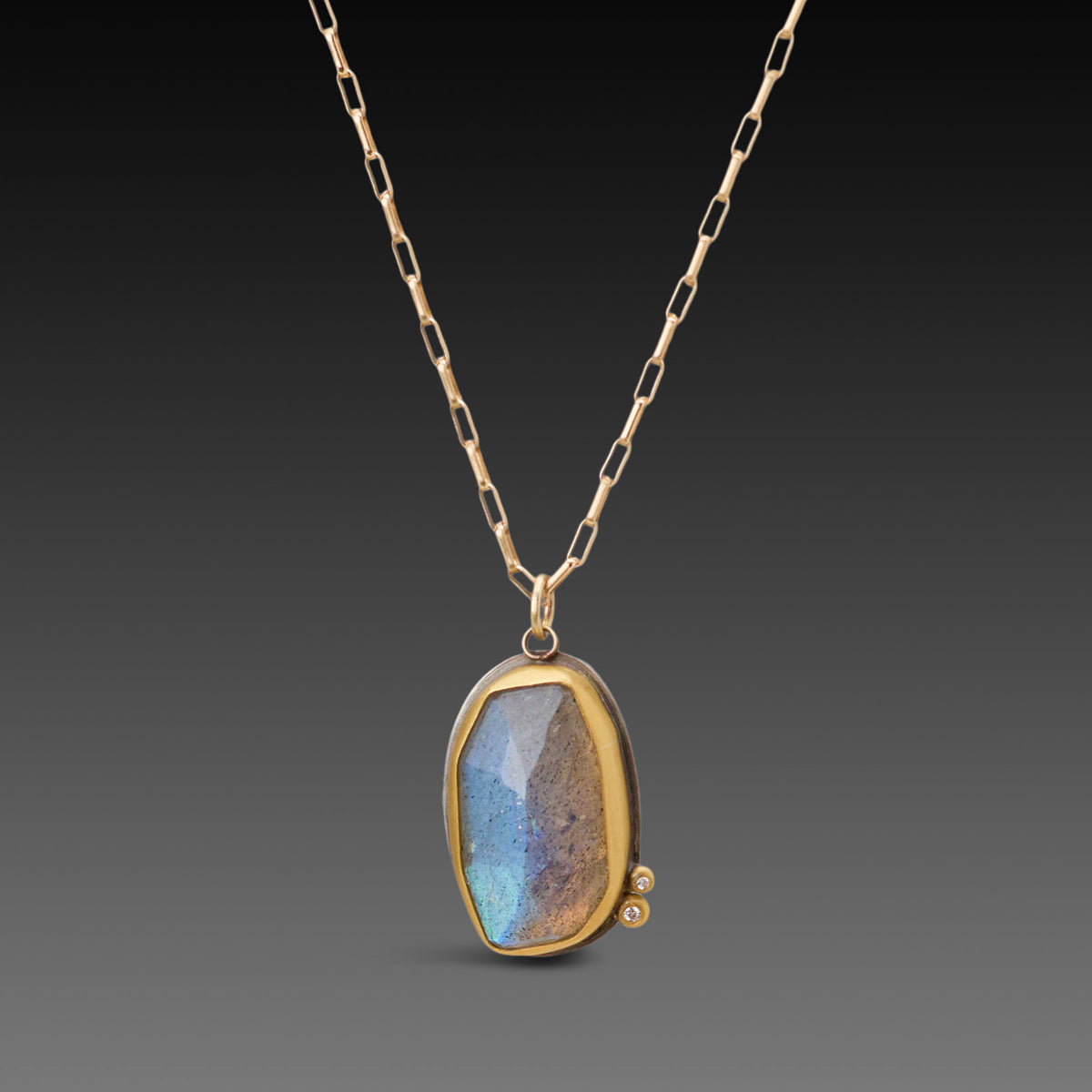 Labradorite Necklace with Diamonds