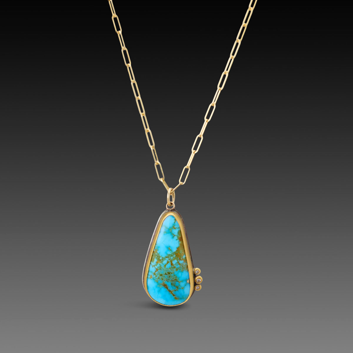 Bright Turquoise Necklace with Diamonds