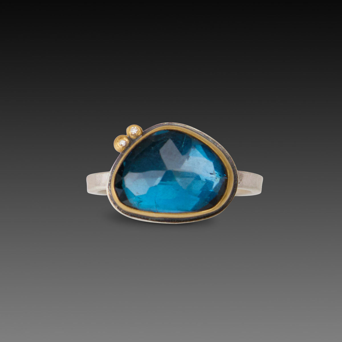 London Blue Topaz Ring with Diamonds