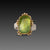 Green Tourmaline Ring with Diamond Trios