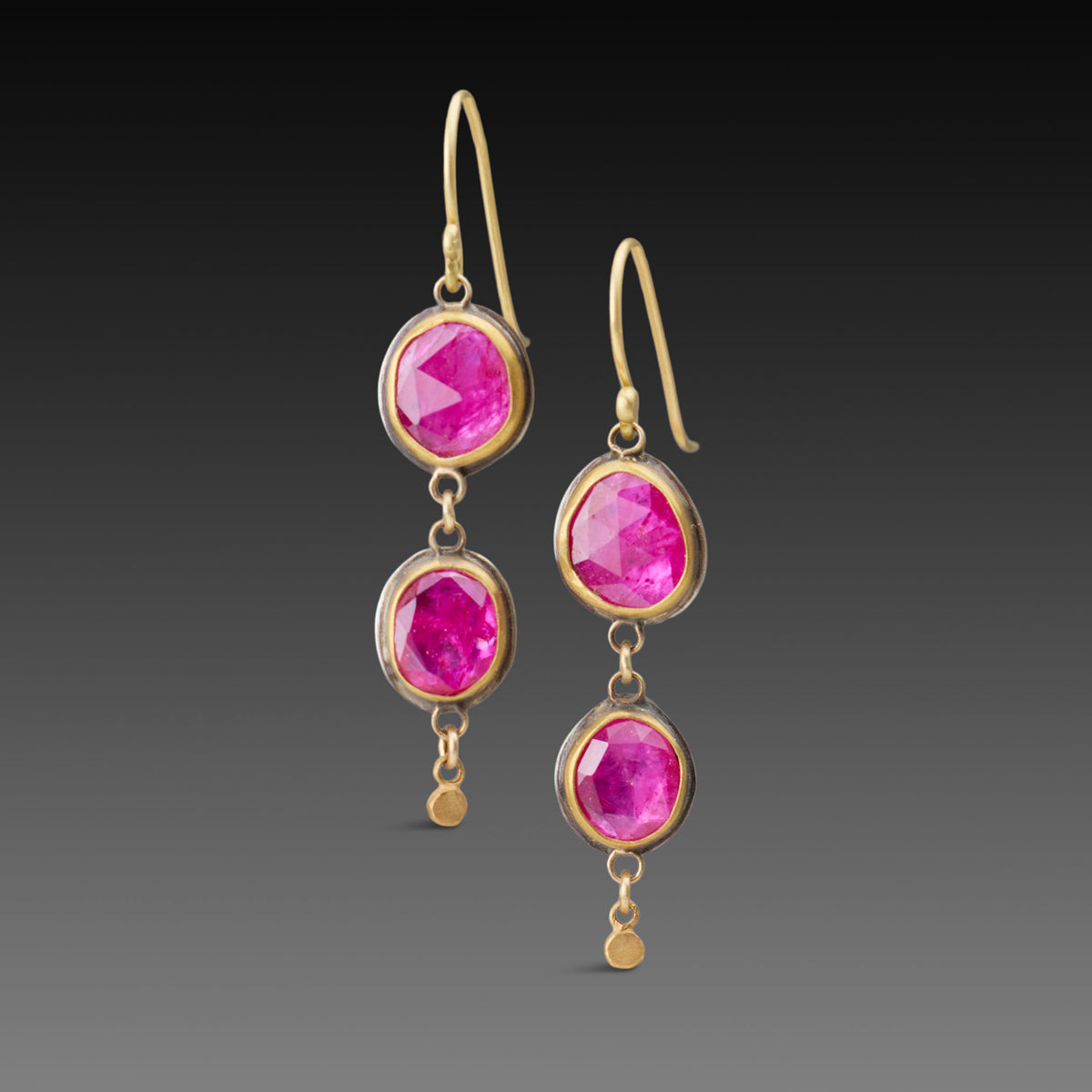 Double Ruby Drop Earrings