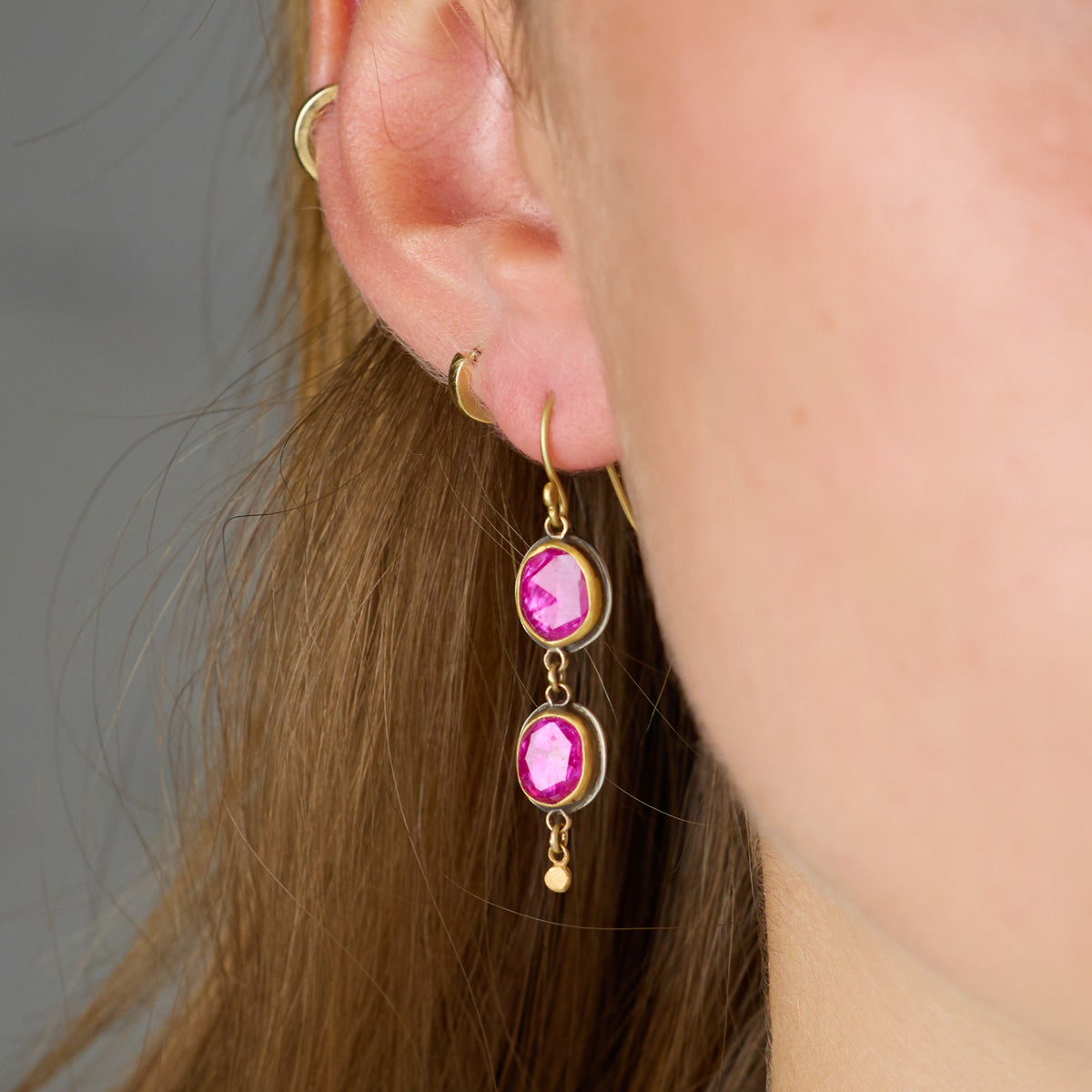 Double Ruby Drop Earrings