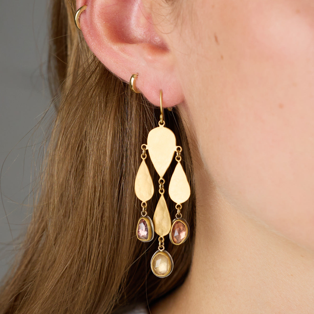 Warm Zircon Chandelier Earrings