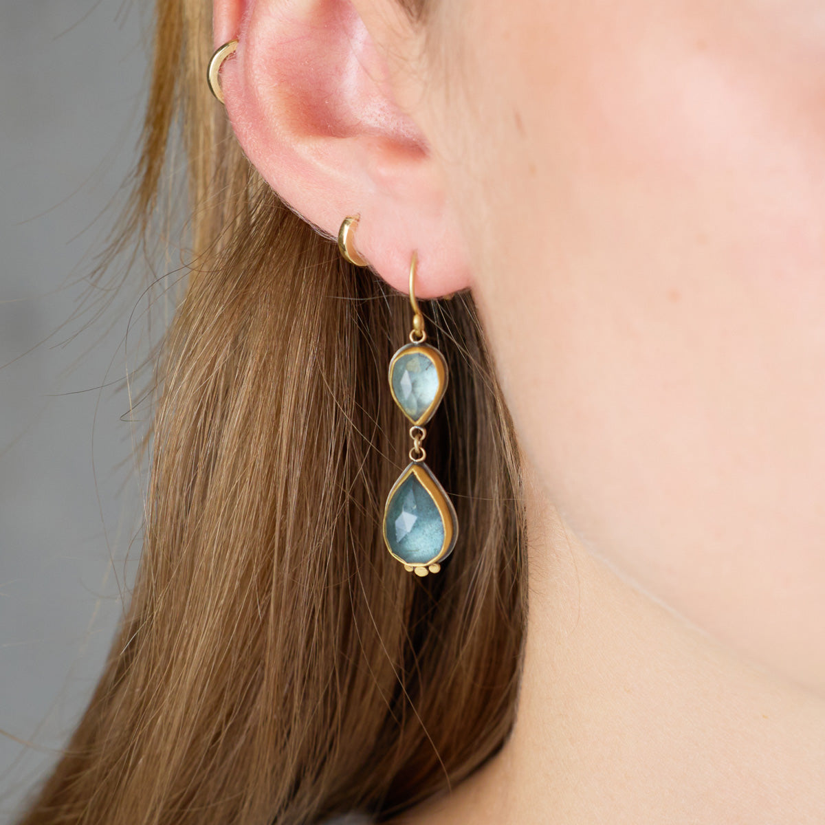 Double Teardrop Aquamarine Earrings